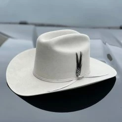 Stetson 6x Rancher Mist Grey Diamante Negro Cowboy Felt Hat (Copa Alta Falda/Brim 3.5") 7 Stetson 6x Rancher Mist Grey Diamante Negro Cowboy Felt Hat (Copa Alta Falda/Brim 3.5