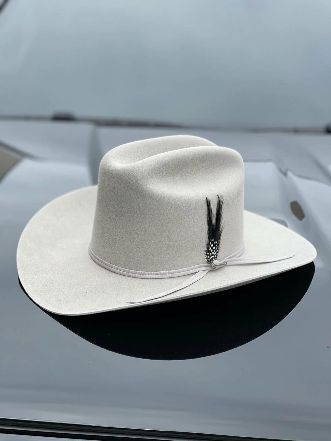 Stetson 6x Rancher Mist Grey Diamante Negro Cowboy Felt Hat (Copa Alta Falda/Brim 3.5") 5 Stetson 6x Rancher Mist Grey Diamante Negro Cowboy Felt Hat (Copa Alta Falda/Brim 3.5")