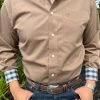 Guadalajara Western Wear Ariat Malt Ball Brown Solid Classic Long Sleeve Shirt Men