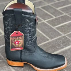 Guadalajara Western Wear Los Altos Grisly Black Wide Square Toe Cowboy Boots Men