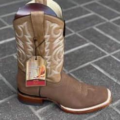 Guadalajara Western Wear Los Altos Nobuck Taupe Wide Square Toe Cowboy Boots Men