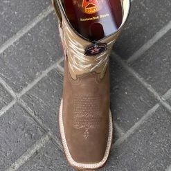 Guadalajara Western Wear Los Altos Nobuck Taupe Wide Square Toe Cowboy Boots Men