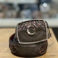 Guadalajara Western Wear Cuadra Lumber Moka Modern Caiman Leather Belt Men