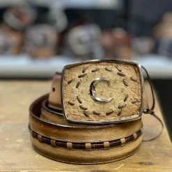 Guadalajara Western Wear Cuadra Flame Orix Modern Ostrich Leather Belt Men