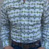 Guadalajara Western Wear Ariat Archer White/Green Fitted Fit Shirt