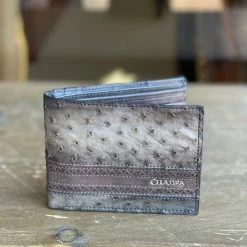 Guadalajara Western Wear Accessories Cuadra Flame Gray Full Quill Ostrich Leather Wallet