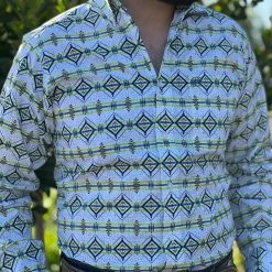 Guadalajara Western Wear Men Ariat Archer Green/White Logo Sleeve Fitted Shirt