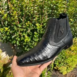 Cuadra Vestigium Black Caiman Belly Chelsea Boot Men 10 Cuadra Vestigium Black Caiman Belly Chelsea Boot Men