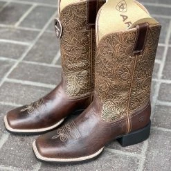 Guadalajara Western Wear Ariat Brown Women Round Up Arizona Brown Wide Square Toe Western Boot