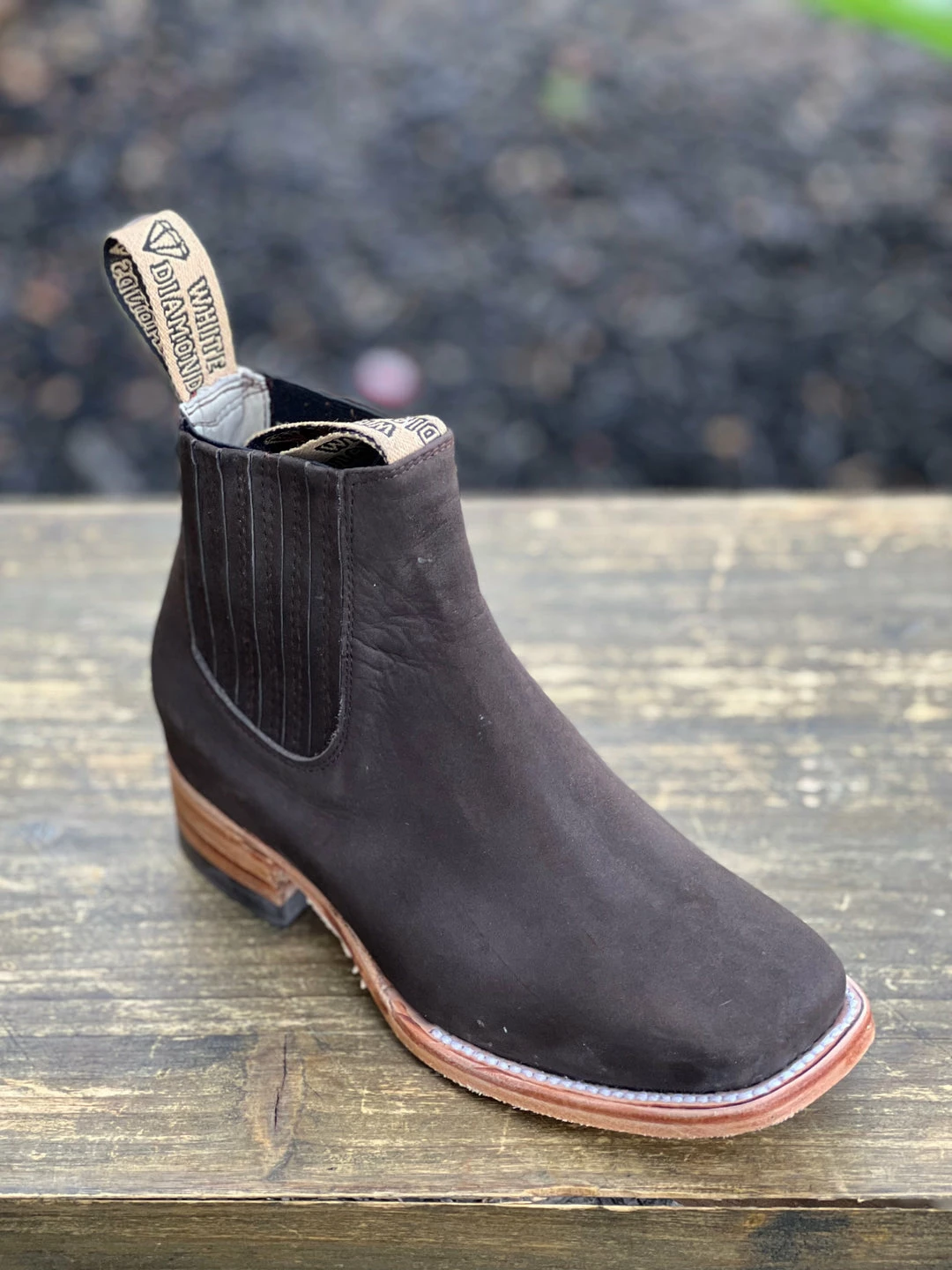 Guadalajara Western Wear White Diamond Kid Square Toe Suede Brown Ankle Boot 3 Guadalajara Western Wear White Diamond Kid Square Toe Suede Brown Ankle Boot