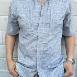 Guadalajara Western Wear Ariat Ventek Echo Grey Print Classic Fit Short Sleeve Shirt Men