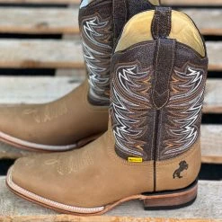 Guadalajara Western Wear Light Brown Semi Wide Square Toe Cowboy Boots Men