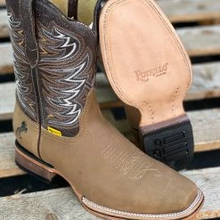 Guadalajara Western Wear Light Brown Semi Wide Square Toe Cowboy Boots Men