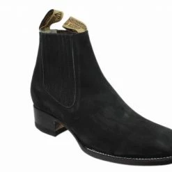 Guadalajara Western Wear White Diamond Black Suede Charro Boot