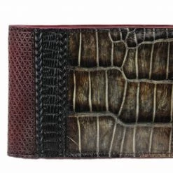 Guadalajara Western Wear Cuadra Rustic Brown/Red Caiman Leather Wallet (Limited Edition) Accessories