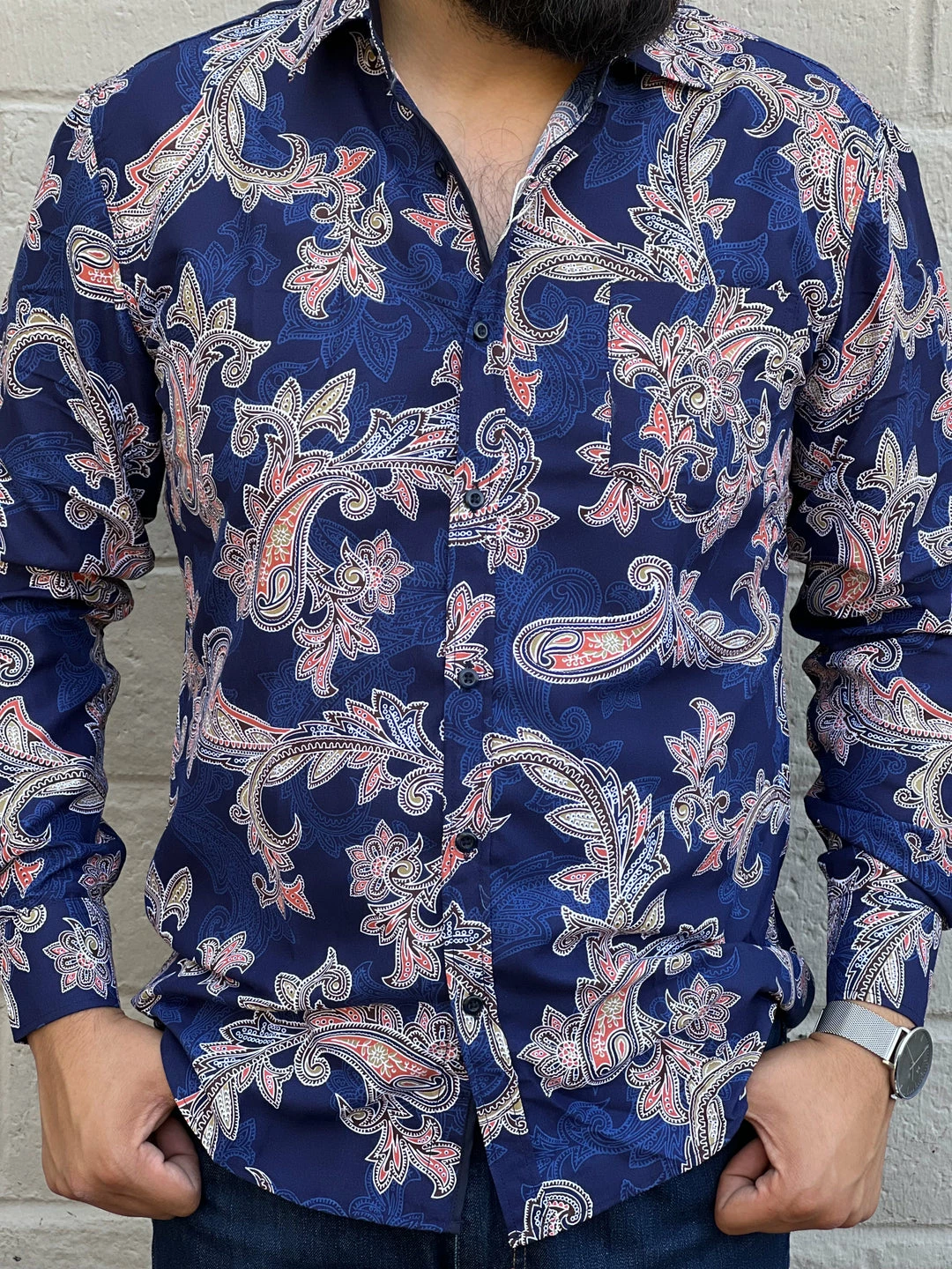 Guadalajara Western Wear Men's Italian Print Long Sleeve Shirt - B597 3 Guadalajara Western Wear Men's Italian Print Long Sleeve Shirt - B597