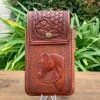 Guadalajara Western Wear Tombstone Honey Leather Tooled Horse Cell Phone Case