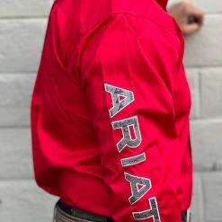 Guadalajara Western Wear Ariat Red Team Logo Sleeve Classic Long Shirt