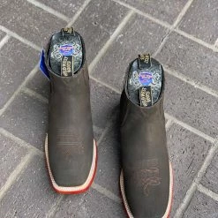 Guadalajara Western Wear Wild West Nobuk Dark Tabacco Wide Square Toe Botin Charro