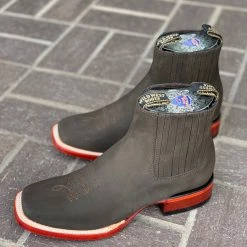 Guadalajara Western Wear Wild West Nobuk Dark Tabacco Wide Square Toe Botin Charro