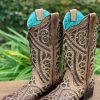 Guadalajara Western Wear Corral Women's Laser Inlay With Studs Square Toe Boot
