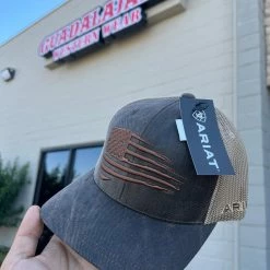 Guadalajara Western Wear Accessories Ariat Brown USA Flag Cap