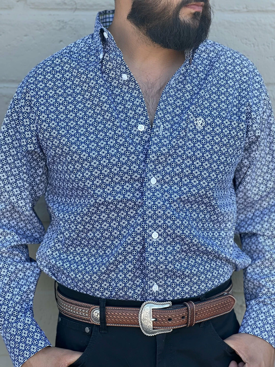 Guadalajara Western Wear Ariat Ernest Nocturnal Blue Classic Fit Shirt Men 3 Guadalajara Western Wear Ariat Ernest Nocturnal Blue Classic Fit Shirt Men