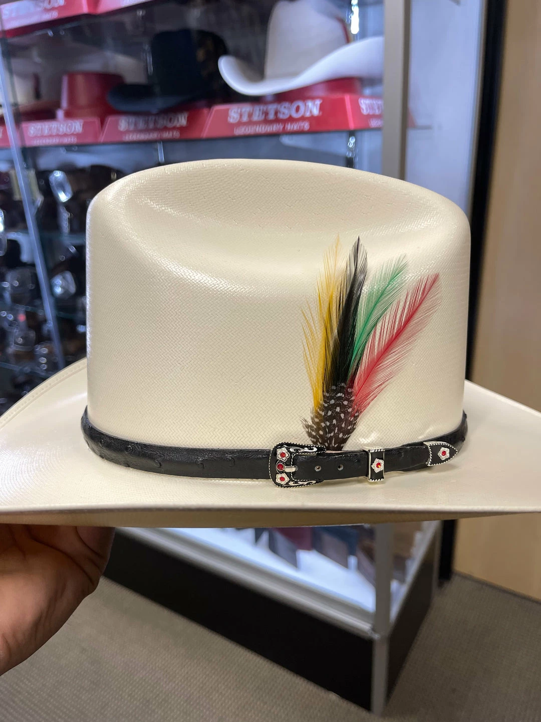 Guadalajara Western Wear Men 500X Johnson Copa Alta 4 3/4" Falda Corta 3" Toquilla Avestruz Negro 4 Guadalajara Western Wear Men 500X Johnson Copa Alta 4 3/4" Falda Corta 3" Toquilla Avestruz Negro