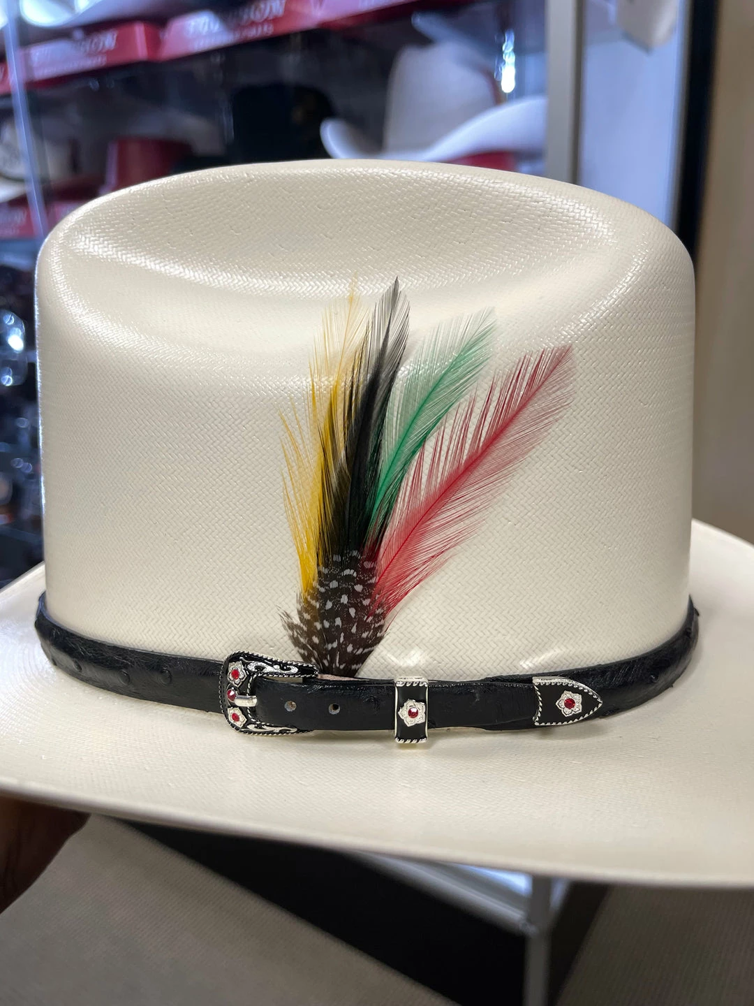 Guadalajara Western Wear Men 500X Johnson Copa Alta 4 3/4" Falda Corta 3" Toquilla Avestruz Negro 5 Guadalajara Western Wear Men 500X Johnson Copa Alta 4 3/4" Falda Corta 3" Toquilla Avestruz Negro