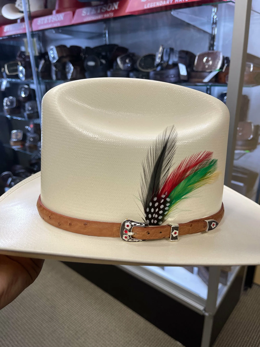 Guadalajara Western Wear Men 500X Johnson Copa Alta 4 3/4" Falda Corta 3" Toquilla Avestruz Cognac 4 Guadalajara Western Wear Men 500X Johnson Copa Alta 4 3/4" Falda Corta 3" Toquilla Avestruz Cognac