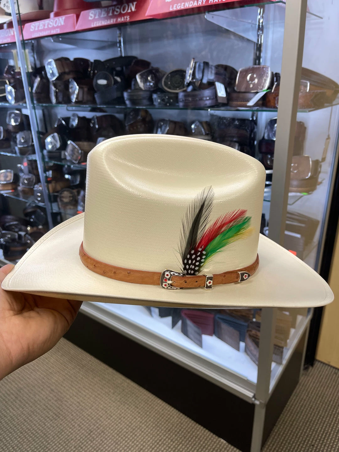 Guadalajara Western Wear Men 500X Johnson Copa Alta 4 3/4" Falda Corta 3" Toquilla Avestruz Cognac 5 Guadalajara Western Wear Men 500X Johnson Copa Alta 4 3/4" Falda Corta 3" Toquilla Avestruz Cognac