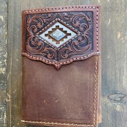 Guadalajara Western Wear Ariat Mens Trifold Rodeo Corner Shield Concho Wallet Accessories