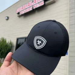 Guadalajara Western Wear Accessories Ariat White/Blk Rubber Patch Cap