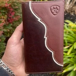 Guadalajara Western Wear Accessories Ariat Mens Husky Orange Rodeo Wallet/ Checkbook Cover