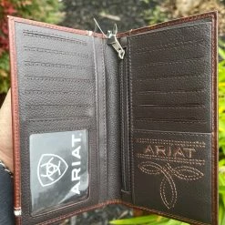 Guadalajara Western Wear Accessories Ariat Mens Husky Orange Rodeo Wallet/ Checkbook Cover