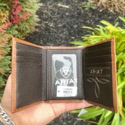 Guadalajara Western Wear Accessories Ariat Mens Walnut Tri-Fold Wallet