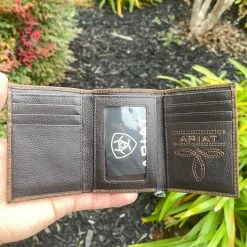 Guadalajara Western Wear Ariat Mens Dark Chocolate Tri-Fold Wallet