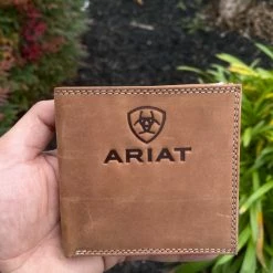 Guadalajara Western Wear Ariat Mens Camel Suede Bi Fold Wallet Accessories