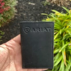 Guadalajara Western Wear Accessories Ariat Mens Black Suede Tri-Fold Wallet