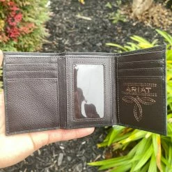 Guadalajara Western Wear Accessories Ariat Mens Black Suede Tri-Fold Wallet