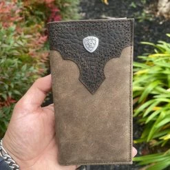 Guadalajara Western Wear Ariat Mens Vintage Gold Suede Rodeo Wallet/ Checkbook Accessories