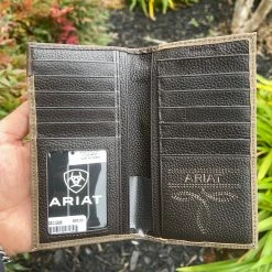 Guadalajara Western Wear Ariat Mens Vintage Gold Suede Rodeo Wallet/ Checkbook Accessories