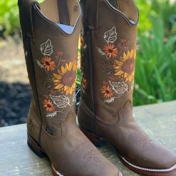 Reywelt Reyme Crazy Tang Sunflower Stitched Cowgirl Boot Women