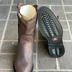 Guadalajara Western Wear Original Michel Boots Men's Pull On Work Boot Dark Brown With Heel Soft Toe