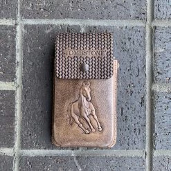 Guadalajara Western Wear Tombstone Leather Tooled Orix Horse Cell Phone Case