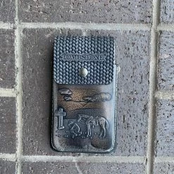 Guadalajara Western Wear Tombstone Brown / Black Leather Tooled Ranch Cell Phone Case Accessories