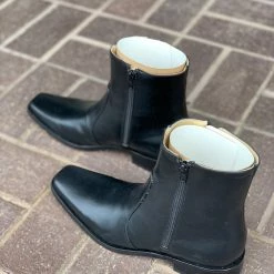 Guadalajara Western Wear El Besserro Double Zipper Black European Square Toe Ankle Boot Men