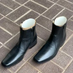 Guadalajara Western Wear El Besserro Double Zipper Black European Square Toe Ankle Boot Men