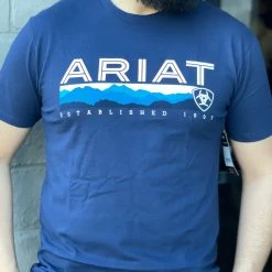 Guadalajara Western Wear Men Ariat Hills T-Shirt Navy