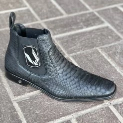 Cuadra Men Vestigium Black Python Chelsea Boot 10 Cuadra Men Vestigium Black Python Chelsea Boot